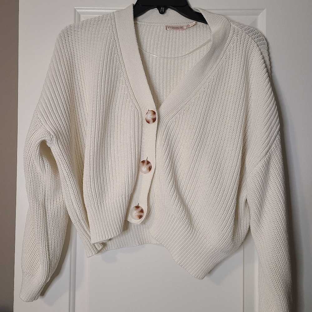 Esqualo Oversized Cardigan, White, Size Large - Picture 1 of 2